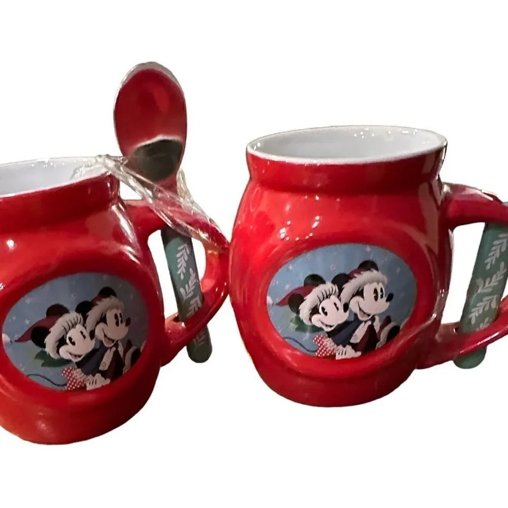 Disney Mickey and Minnie Mouse Red Ceramic Christmas Mug 2021.